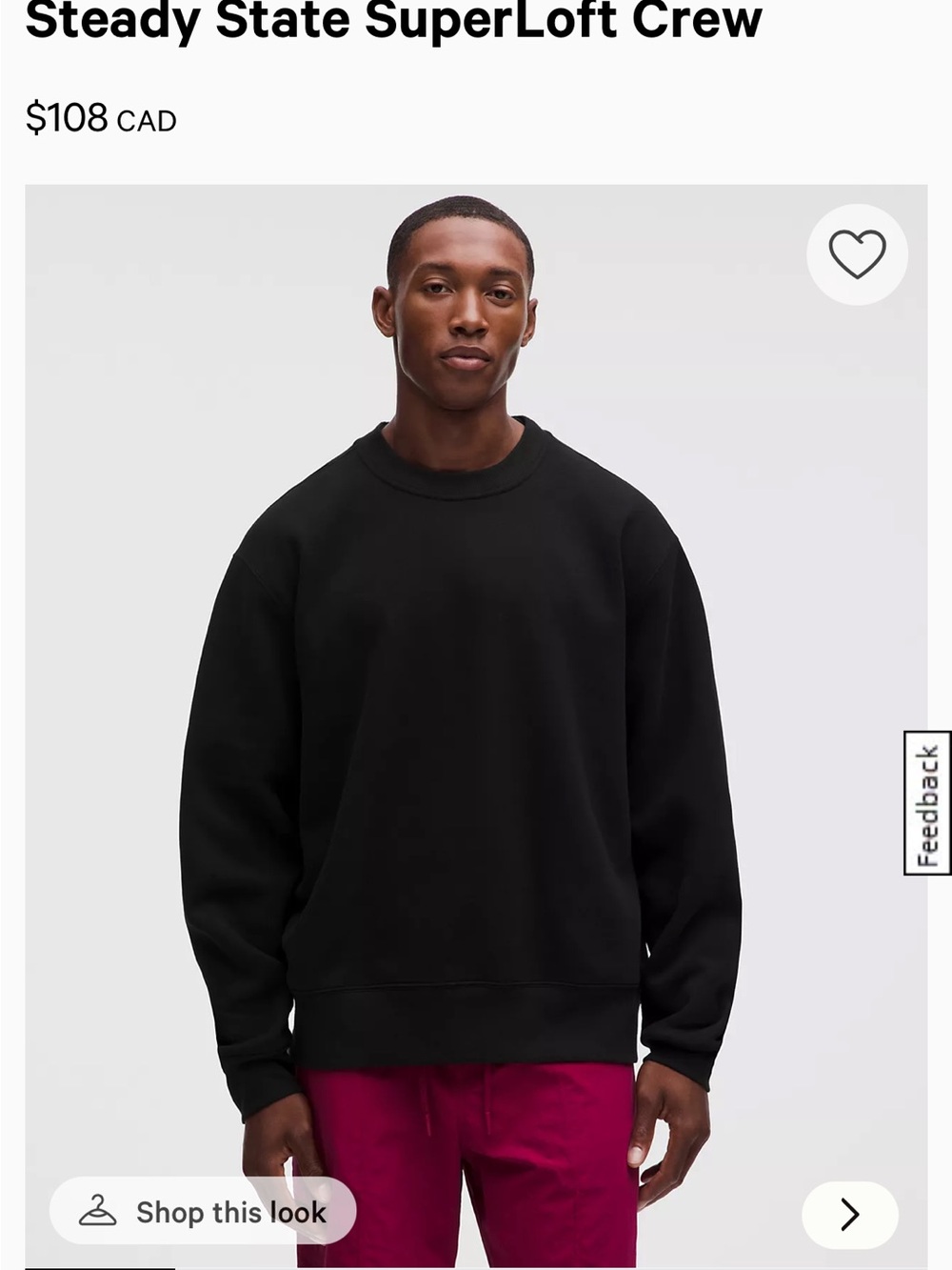lululemon Steady State Crew - Black